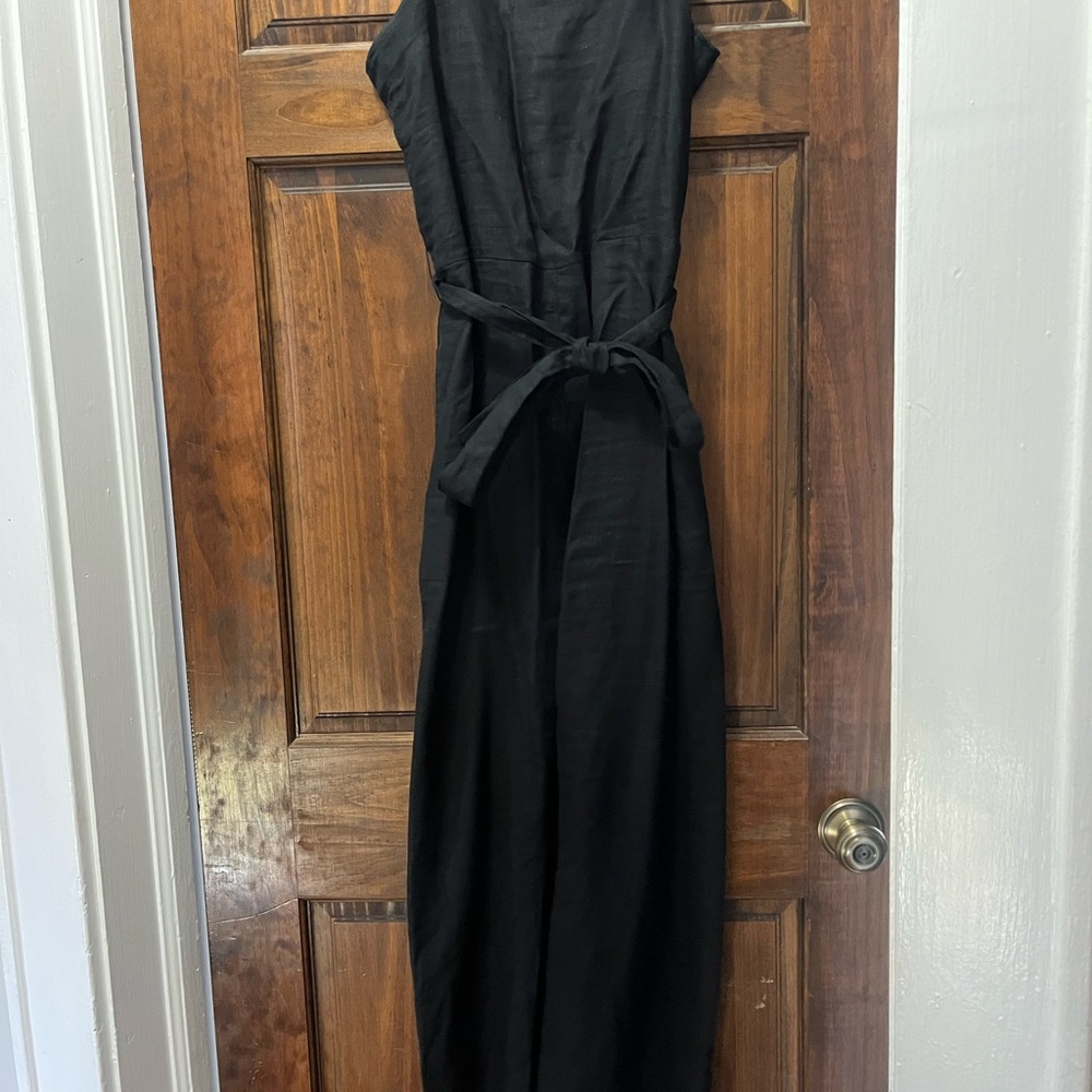 Quince 100% European Linen Square Neck Jumpsuit Black XS. NWT. - Picture 3 of 6